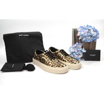 Saint Laurent Venice Black Gold Metallic Leather Leopard Sneakers 37 NIB - £306.15 GBP