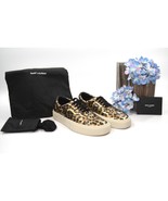 Saint Laurent Venice Black Gold Metallic Leather Leopard Sneakers 37 NIB - £299.83 GBP