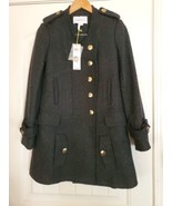 BCBG Generation  Jacket Womens  Pea Coat Black Gray Gold Button XXS .  $208 - $46.74