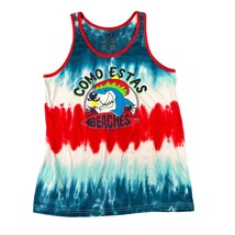 Isaac Morris Mens L Como Estas Beaches Shark Funny Surf Tie Dye Tank Top - £9.27 GBP