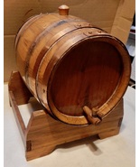 Oak Aging Barrel 1gal Steel Hoops &amp; Stand Vintage With Spout Home Decor ... - £36.76 GBP