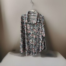 Lularoe Knit Top Womens Plus 3XL Hummingbird All Over Print Button Up Blouse Tag - £10.82 GBP