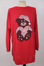 Vtg Natalie Robyn One Size Red Teddy Bear Long Sleeve Sleep Shirt - £18.57 GBP