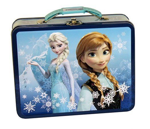 Disney's Frozen Anna and Elsa Embossed Carry All Tin Tote Lunchbox Blue, UNUSED - $14.46