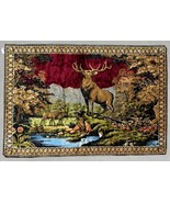 Vtg Italy Tapestry Elk Deer Large Rug Velvet Wall Hanging 71x48” Mancave... - €38,04 EUR