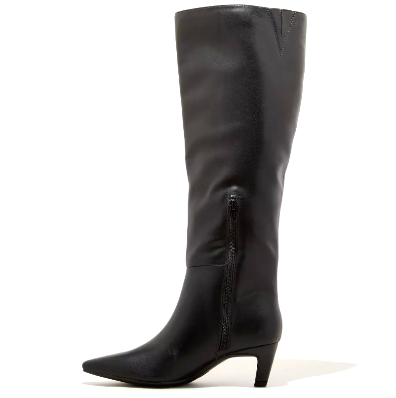 Women's Black Kendra Kitten Heel Tall Dress Boots with Memory Foam Insole New Item image 2