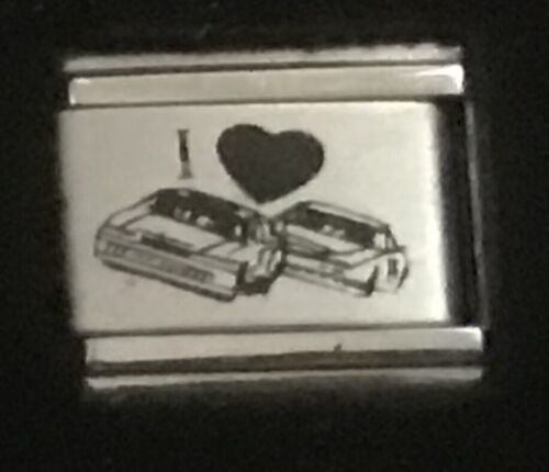 Primary image for I Heart Love Racing Cars Laser Italian Charm Link 9MM K47 Rare Style
