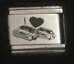 I Heart Love Racing Cars Laser Italian Charm Link 9MM K47 Rare Style - £11.71 GBP