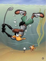WARNER BROS &quot;Underwater Daffy&quot; Daffy Duck Golfing Underwater Animation Giclee - £195.56 GBP