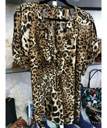 NANETTE LEPORE Leopard Print 100% Silk Short Sleeve Top Style#8711592 Sz 4 - $158.31 CAD