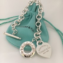 8.5&quot; Large Please Return to Tiffany &amp; Co Silver Heart Tag Toggle Bracelet - £387.71 GBP
