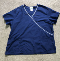 SB Scrubs Blue with White Neckline Trim Pullover Medical Scrub Top Size XL - £7.00 GBP