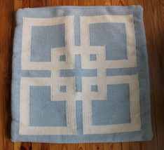 West Elm Thick Blue White Rug Wool 26&quot; Pillow Case Cover Sham - £39.43 GBP