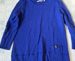 Soft Surroundings Blue Tunic 3/4 Sleeve Ribbed Look Front Pocket Sz Medium - $32.04
