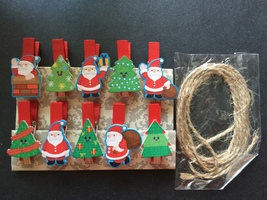 200pcs Santa Claus Clothespin Crafts,Wooden Paper Clips,Christmas Tree Ornaments - £20.77 GBP