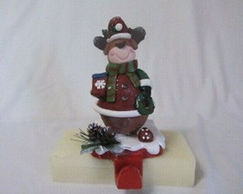 BEAR SNOWMAN CHRISTMAS FIGURINE STOCKING HOLDER  6 1/2&quot; HIGH - $6.79