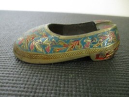 Vintage Indian Brass Shoe Ashtray Floral Design Cigarette Ashtray 3.25&quot; - £8.06 GBP