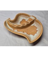 Vintage Ashtray USA-103 MCM Ceramic Leaf Swirl Abstract Peach-Tan Drip G... - $29.85 CAD