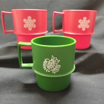 Lot of 3 Vintage Tupperware Stackable Mugs  1312-21 &amp; 1312-23 Christmas Theme - £11.15 GBP