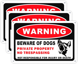 3 Pack Beware of Dog Sign 10X7 Inch Private Property No Trespassing Signs Rust F - £11.85 GBP