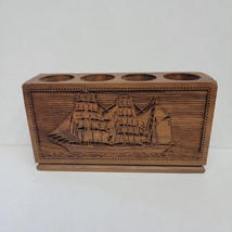 Nautical Laser Engraved Ship Tool/Pen Organizer American Walnut (C-322) - £15.41 GBP