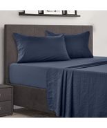 Navy Blue Microfiber Comfort 4 Piece Bed Sheet Set Deep Pocket 1800 Seri... - £18.87 GBP+