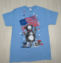 USA 4th July dog painting flag pawprints stars blue t shirt Medium men w... - $9.89