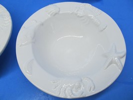 Sea Life Embossed Lobster Crab White Cereal Snack Bowls  Bundle of 6 - £30.68 GBP