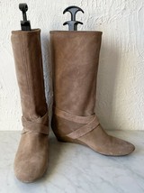 DKNY Alina Tan Suede Pull-On Mid-Calf Wedge Heel Boots - Women&#39;s Size 10 - £22.39 GBP