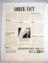 1937 Houston Pipe Line Co. Ad Natural Gas Wholesaler Sober Fact - £7.10 GBP