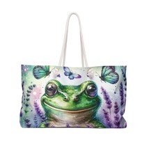Personalised/Non-Personalised Weekender Bag, Frog, Green and Purples, awd-414 - £38.22 GBP