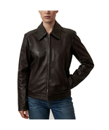Kate Women Black Collar Genuine Leather Jacket - $366.31 CAD