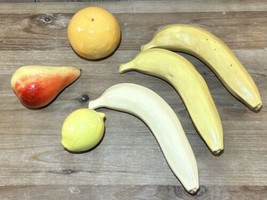 Lot 6 Murano-Style Blown Glass Fruits ~ Bananas, Pear, Lemon, Orange - $28.04