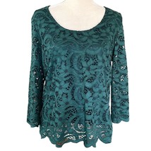 Nanette Lepore Lace Top Night Garden Green Large Scalloped Hem - $29.69