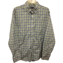 Vintage Lands End Size Mens L 16 16.5  Cotton Plaid blue green white  - $514.07 MXN