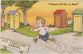 Comic Postcard Stopped Off For A Rest Air Conditioned Cabins Outhouses K... - $2.99