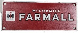 Vintage McCormick Farmall International Harvester Cast Iron 10&quot; x 4&quot; Plaque Sign - £28.12 GBP