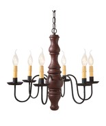 6 Light Chandelier &quot;Gettysburg&quot;  Wood Metal Fixture, Americana Red, USA ... - $9,168.40 MXN