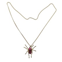 Spider Pendant Necklace Pink Rhinestones Czech Czechoslovakia 24 inch Vi... - $247.50