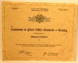 Vintage Peace Officers Standards &amp; Training Certificate 1974  - $7.91