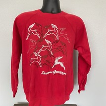 Vintage 90s Holiday Seasons Greetings Womens Large Graphic Sweatshirt Reindeer - £18.08 GBP