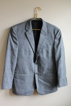 Jos A Bank 42 R Gray Plaid Check Traveler&#39;s Tailored Fit 100% Wool Blazer - £25.67 GBP