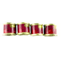 Napkin Rings Ceramic Hand Painted Fruits Red with Green Rim Italian Wine... - $24.05