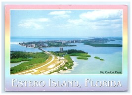 Estero Island Big Carlos Pass Aerial View FL Postcard - $5.95