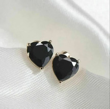 2Ct Heart Simulated Black Spinel Elegant Stud Earrings 14K Yellow Gold Plated - £26.20 GBP