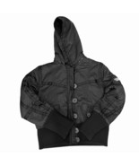 Parasuco Denim Cult Black Button Front Bomber Jacket size L Detachable Hood - $232.51 CAD