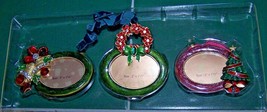 Vintage Set of 3 CHRISTMAS FRAME ORNAMENTS - Ceramic ~2&quot; x 1.5&quot; each - N... - £19.91 GBP