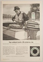 1963 Print Ad Quaker State Outboard Motor Oil Fisherman in Boat - £12.21 GBP