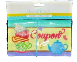 Coupon Organizer 12 Pockets Teacups Teapot Expandable Elastic Closure PL... - $8.78