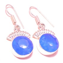 Blue Milky Opal Handmade Christmas Gift Earrings Jewelry 1.80&quot; SA 1939 - £4.14 GBP